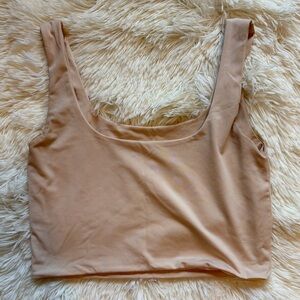 Beige Stretchy Crop Tank Top Size Small